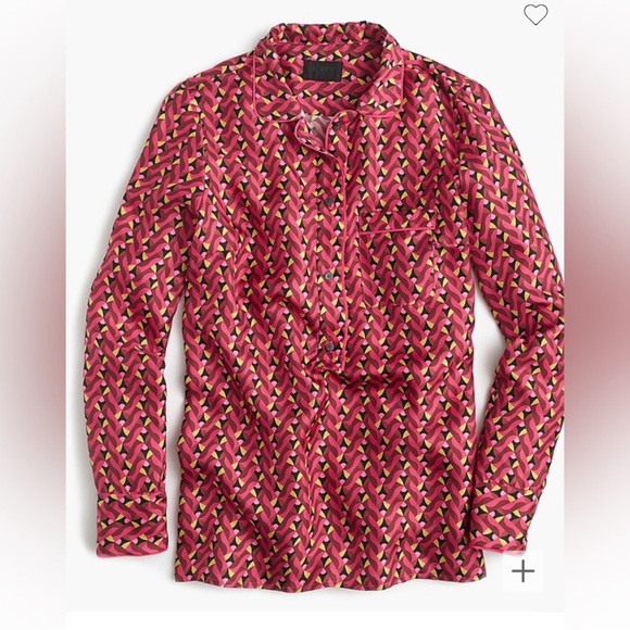 J.Crew Collection Satin Pajama Top in Ratti® hibiscus herringbone print size 0 - Picture 1 of 8